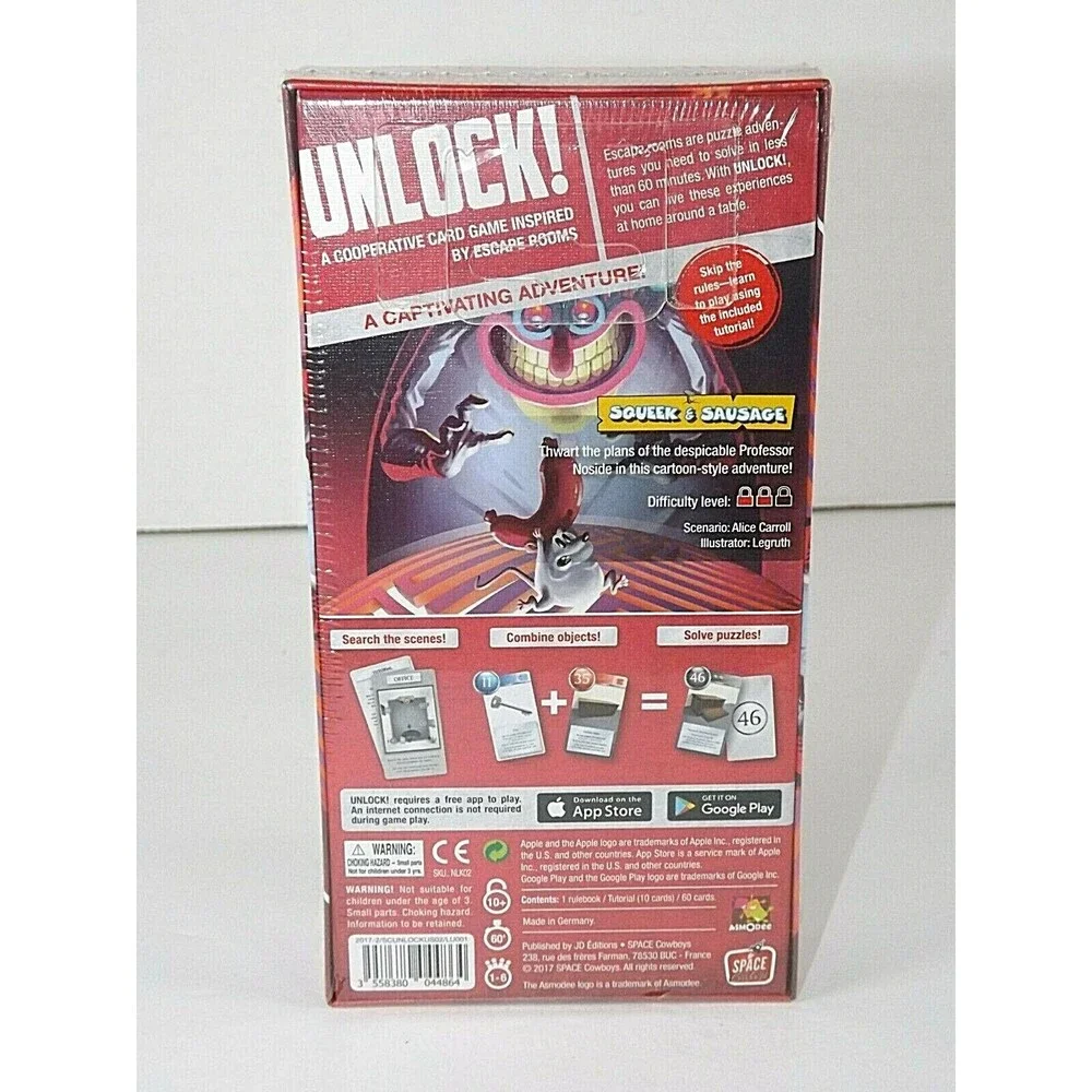 UNLOCK! Squeek & Sausage & Tonipals Treasure Card Game  Escape Room Strategy New